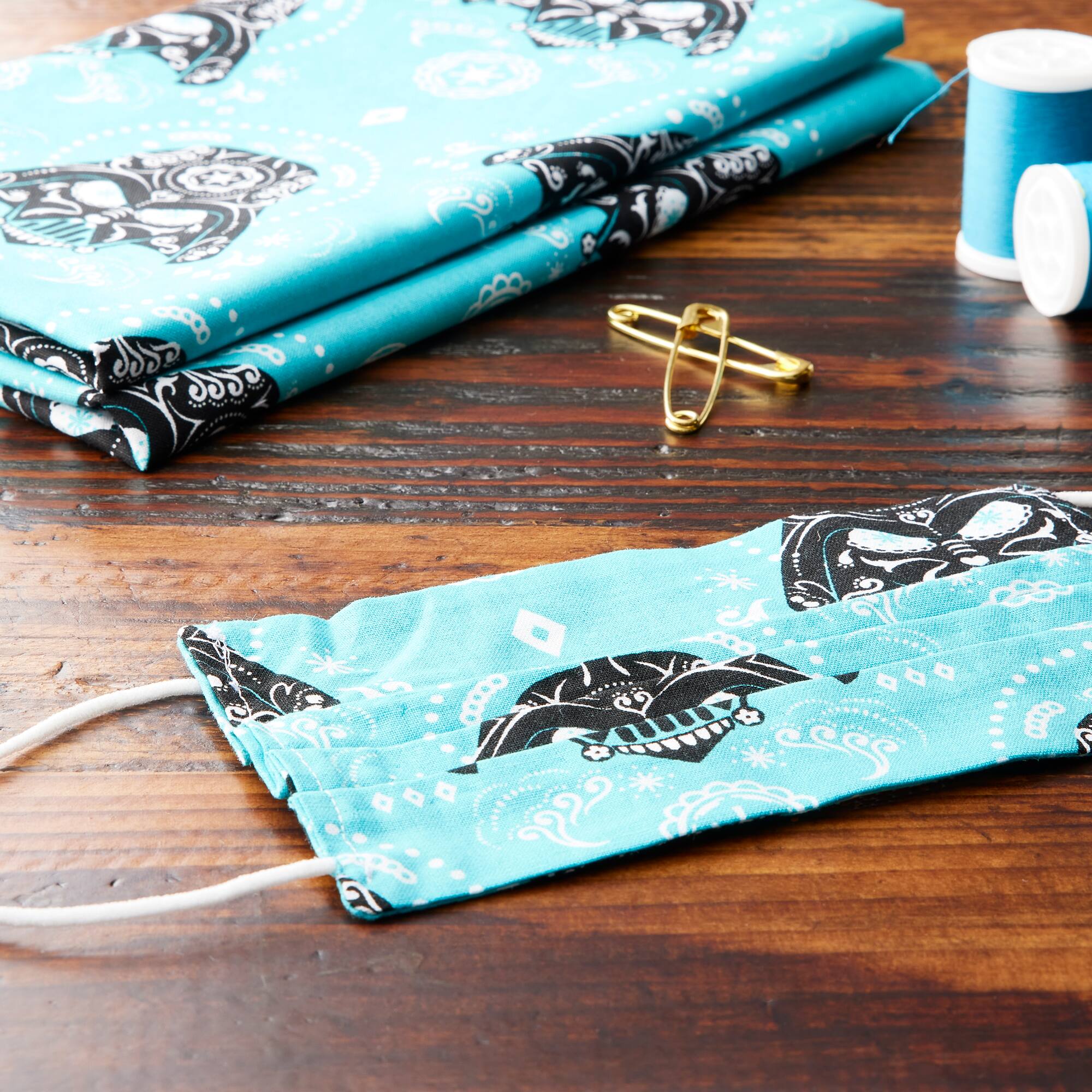 Camelot® Fabrics Star Wars™ Teal Darth Vader™ Sugar Skull Cotton Fabric